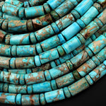 Aqua Terra Jasper Smooth Tube Cylinder Rondelle Beads Aka Turquoise Jasper 15.5" Strand