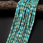Aqua Terra Jasper Smooth Tube Cylinder Rondelle Beads Aka Turquoise Jasper 15.5" Strand
