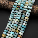 Natural Multi Color Amazonite Matte Rondelle Disc Wheel Heishi Nugget Beads Center Drilled Coin Large 15.5" Strand
