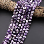 Natural Chevron Amethyst 6mm 8mm 10mm 12mm Faceted Round Beads Striking Eye Catching White Stripes 15.5" Strand