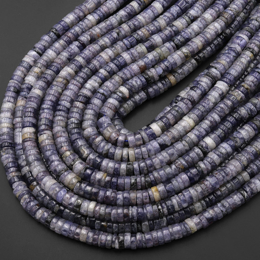 Natural Iolite 6mm Heishi Rondelle Beads 15.5" Strand