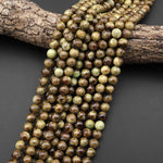 Natural Green Garnet 6mm 8mm 10mm Smooth Round Beads 15.5" Strand