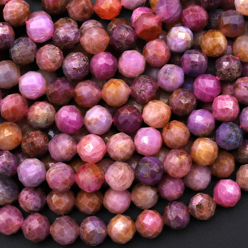 Real Genuine Natural Ruby Gemstone Faceted 6mm Round Beads Laser Diamond Cut Gemstone Beads 15.5" Strand