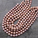 AAA Large Genuine Mauve Pink Edison Freshwater Pearl 12mm Round Iridescent High Luster Pearl 15.5" Strand