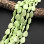 Natural Lemon Chrysoprase Faceted Twisted Teardrop Oval Beads Vetically Drilled Yellow Green Gemstone 15.5" Strand