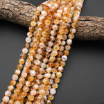 Natural Golden Citrine 4mm 6mm 8mm 10mm 12mm Smooth Round Beads Gemstone 15.5" Strand