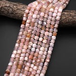 Natural Cherry Blossom Agate Short Cylinder Barrel Rondelle Beads Aka Cherry Flower 8mm 10mm 15.5" Strand