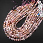 Natural Cherry Blossom Agate Short Cylinder Barrel Rondelle Beads Aka Cherry Flower 8mm 10mm 15.5" Strand