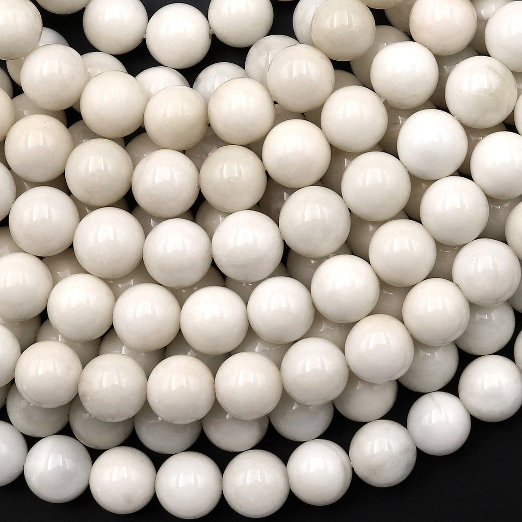 Natural Creamy White Moonstone 4mm 6mm 8mm 10mm 12mm Round Beads 15.5" Strand