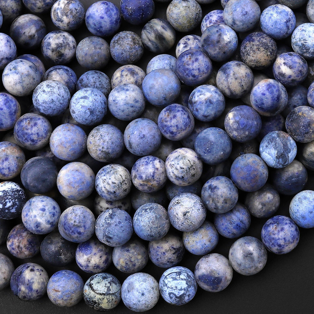 Matte Natural Blue Dumortierite 8mm 10mm Round Beads15.5" Strand