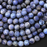 Matte Natural Blue Dumortierite 8mm 10mm Round Beads15.5" Strand