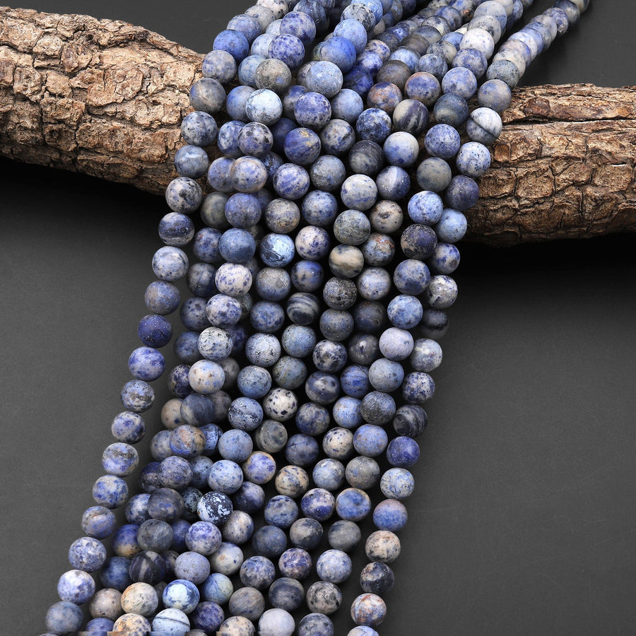 Matte Natural Blue Dumortierite 8mm 10mm Round Beads15.5" Strand