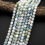 Geometric Lantern Faceted Natural Multicolor Green Blue Aquamarine 10mm Round Beads 15.5" Strand