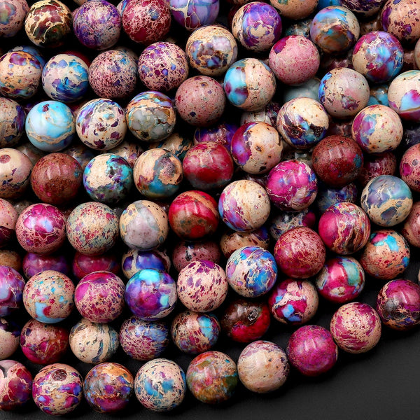 8mm Natural Stone Beads Colorful Sea Sediment Jaspers Turquoises