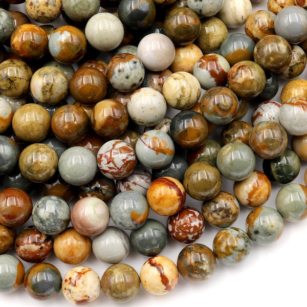 Natural Owyhee Picture Jasper Beads 4mm 6mm 8mm 10mm 12mm Smooth Polished Round Beads 15.5" Strand