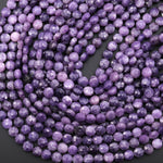 Faceted Natural Lepidolite 6mm 8mm Coin Beads Shimmering Mica Matrix Gemstone 15.5" Strand