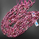 Rough Raw Natural Pink Tourmaline Beads 6mm 8mm Freeform Nuggets 15.5" Strand