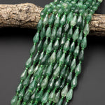 Faceted Natural African Green Chalcedony Teardrop Beads Vertically Drilled Gemstone Good for Earrings 15.5" Strand