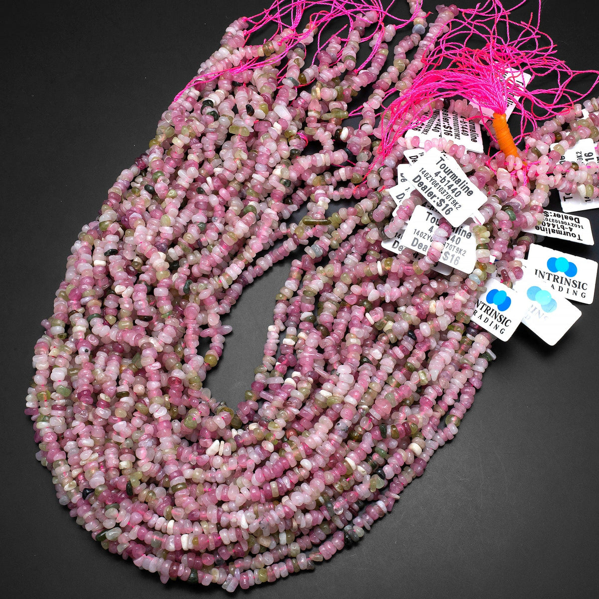 Natural Pink Green Tourmaline Freeform Heishi Rondelle Beads Gemstone Intrinsic Trading