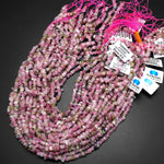 Natural Pink Green Tourmaline Freeform Heishi Rondelle Beads Gemstone 15.5" Strand