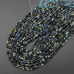 Faceted Natural Blue Green Aquamarine 4mm Round Beads Gemstone 15.5" Strand