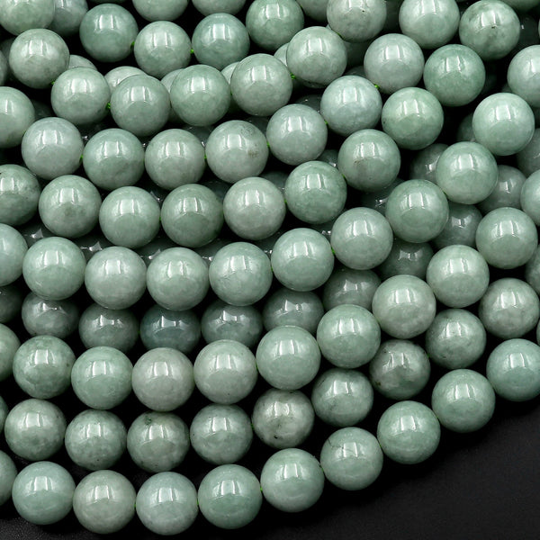 Genuine Green Jade Beads Round, Smooth Loose Jade Beads for Jewelry Making,  8mm Beads, 15.5 Inches per Strand 