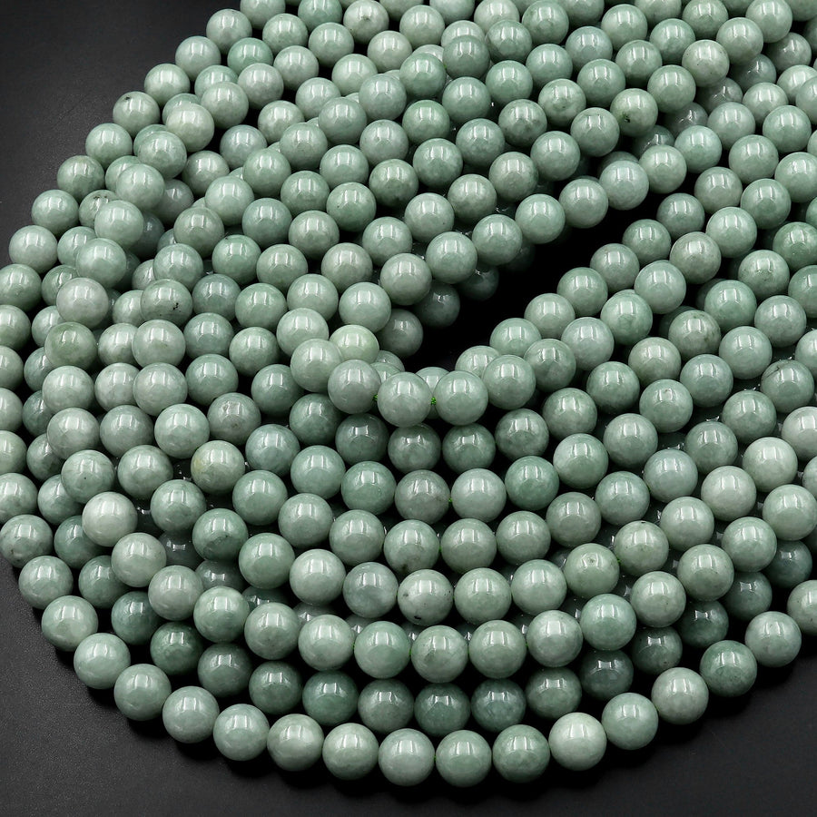 AAA Natural Burma Jade Beads 6mm 8mm 10mm Round Real Genuine Green Jade Gemstone 15.5" Strand