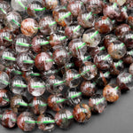 AAA Natural Phantom Quartz Beads Lodalite Beads 6mm 8mm 10mm 12mm 14mm Green Brown Minerals Matrix 15.5" Strand