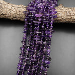 Natural Purple Amethyst Freeform Spike Beads Top Drilled Gemstone 15.5" Strand