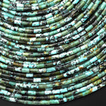 Natural African Turquoise 4x2mm Small Thin Smooth Spacer Tube Beads 15.5" Strand