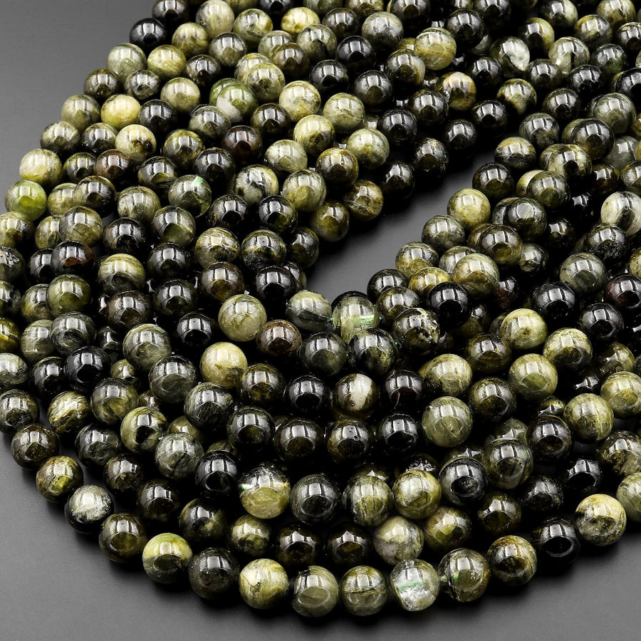 Natural Green Tourmaline Round Beads 6mm 8mm 10mm 12mm 14mm 15.5" Strand