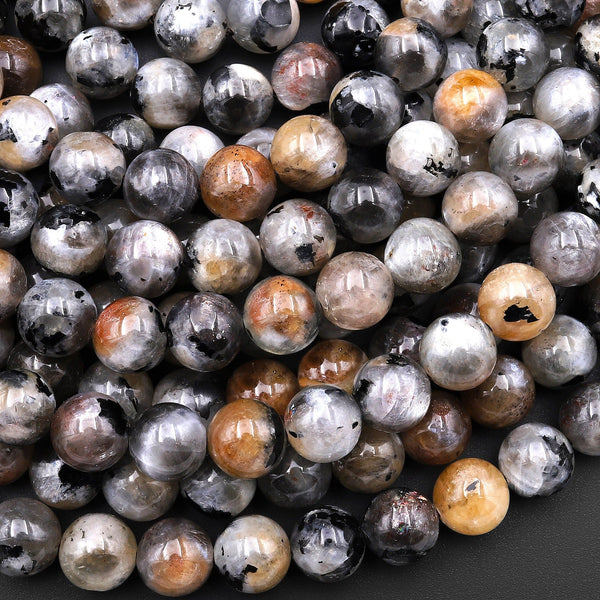 Rare Natural Sunstone Moonstone With Silvery Flashes 6mm 8mm 10mm 12mm 13mm 14mm Round Beads Gemstone 15.5" Strand