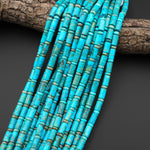 Aqua Terra Jasper Smooth Tube Cylinder Rondelle Beads Aka Turquoise Jasper 15.5" Strand