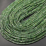 AAA Natural Green Apatite Faceted 2mm 3mm Cube Gemstone Beads 15.5" Strand