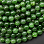 AAA+ Natural Canadian Green Jade 4mm 6mm 8mm Round Beads 15.5" Strand