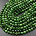 AAA+ Natural Canadian Green Jade 4mm 6mm 8mm Round Beads 15.5" Strand