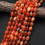 Rare Natural Fiery Orange Red Botswana Agate Rounded Nugget Beads 15.5" Strand