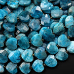 Natural Apatite Faceted Heart Beads 12mm Gemstone 15.5" Strand