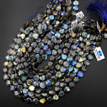 Natural Labradorite Faceted Heart Beads 12mm Gemstone 15.5" Strand