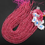 AAA Micro Faceted Natural Pink Red Thulite 3mm 4mm Round Beads Diamond Cut Gemstone From Norway 15.5" Strand