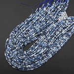 Natural Blue Aquamarine Faceted 3mm Cube Beads Micro Faceted Laser Diamond Cut 15.5" Strand