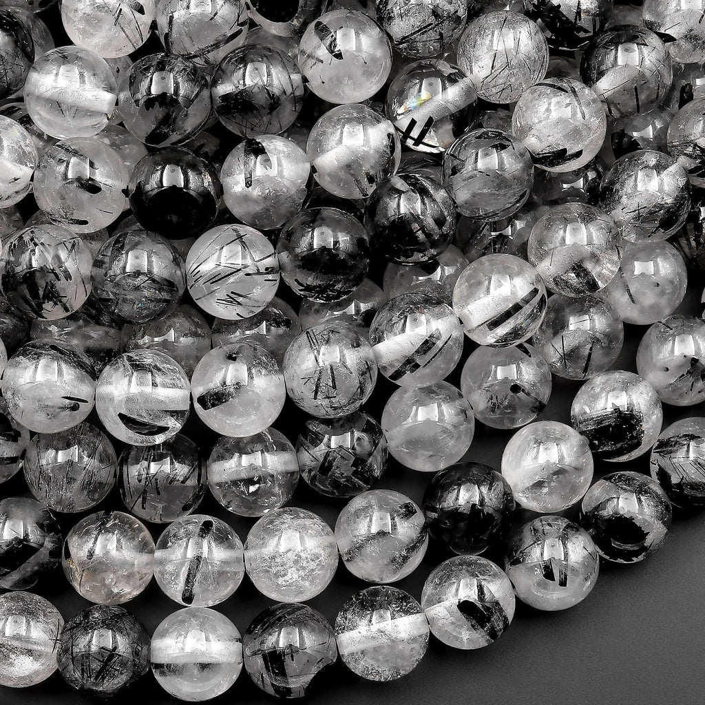 Genuine Natural Black Tourmaline Micro Faceted Round Beads 2mm 3mm