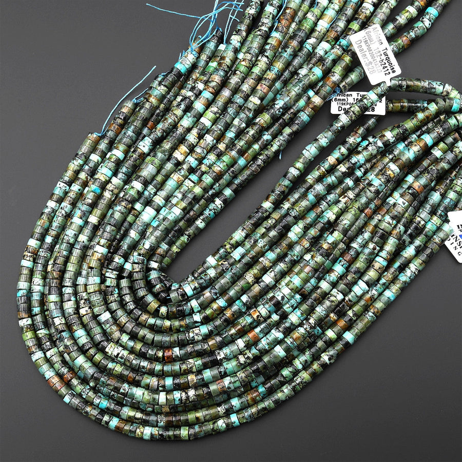 Natural African Turquoise Heishi Beads 4mm 6mm 15.5" Strand