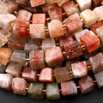 Rare Faceted Natural Arusha Sunstone Cube Beads 6mm 8mm 10mm 15.5" Strand