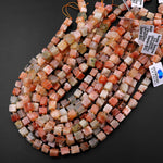 Rare Faceted Natural Arusha Sunstone Cube Beads 6mm 8mm 10mm 15.5" Strand