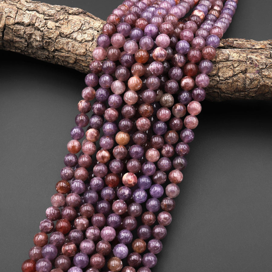 AAA Chaytoyant Natural Lepidolite 4mm 6mm 8mm Round Beads Natural Mauve Purple Gemstone 15.5" Strand