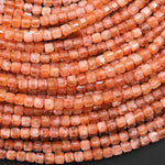 AAA Natural Sunstone Micro Faceted 2mm 3mm Cube Dice Square Beads 15.5" Strand