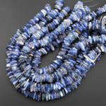 Large Natural Blue Kyanite Freeform Rondelle Chip Beads 15.5" Strand