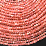 AAA Natural Rhodochrosite Faceted 2mm 3mm Cube Square Dice Beads Extra Translucent Gemstone 15.5" Strand