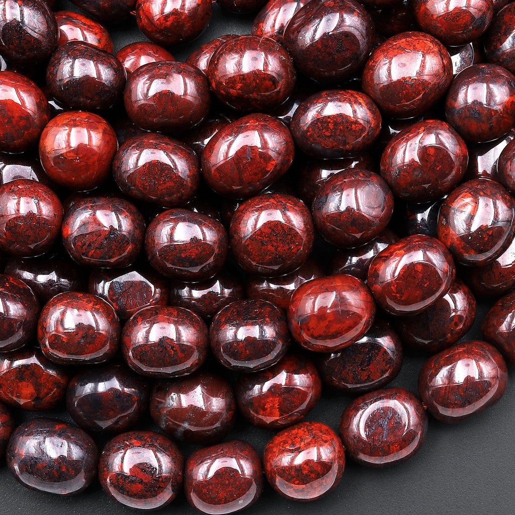 Natural Red Tiger Iron Freeform Pebble Nugget Beads Gemstone 15.5" Strand